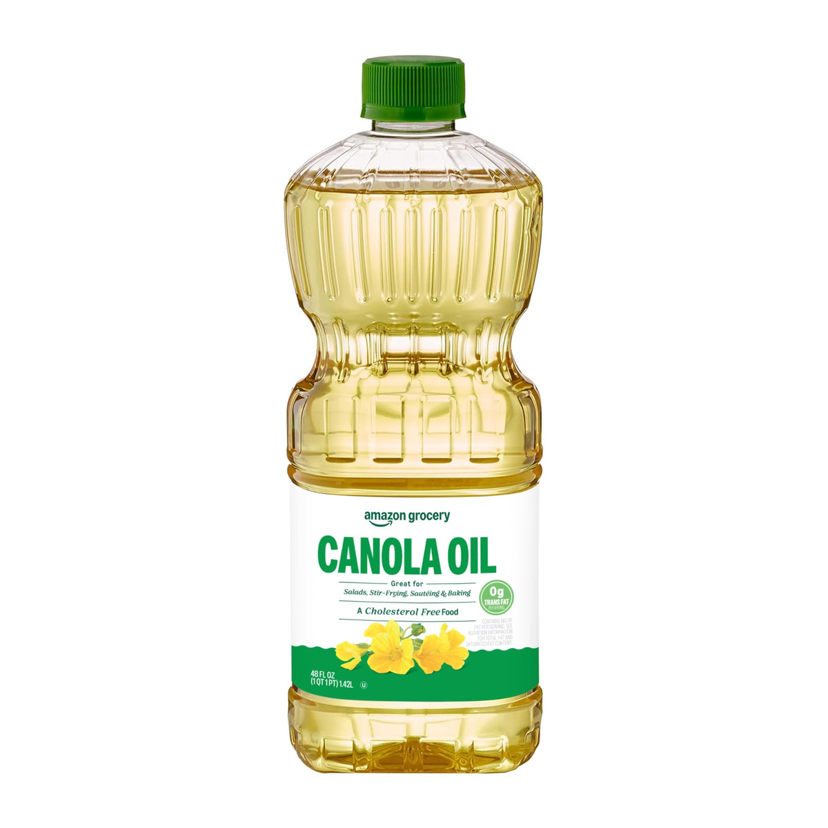 Amazon Grocery Canola Oil 48oz bottle pour for versatile cooking.