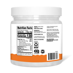 Amazon Grocery coconut oil 30oz label close-up shows non-GMO and refined quality.