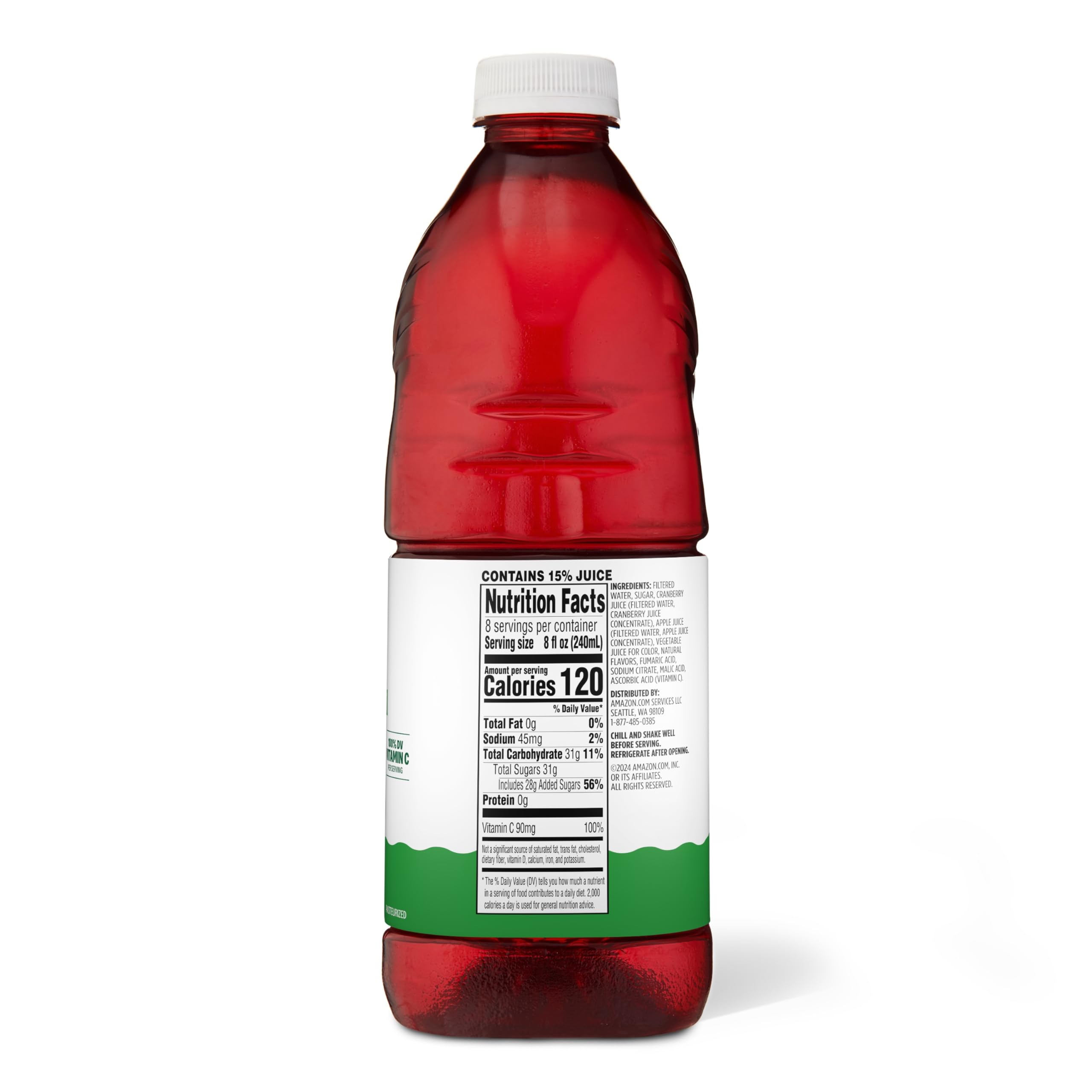 Pouring Amazon Grocery Cranberry Apple Juice Cocktail into a glass for quick refreshment