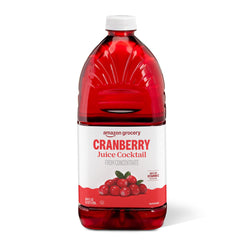 Amazon Grocery Cranberry Juice Cocktail 64 oz bottle with rich color, great for family servings.