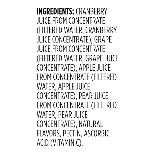 Amazon Grocery Cranberry Juice Blend label close-up highlighting natural flavor.