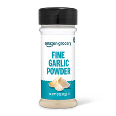 The Amazon Grocery Fine Garlic Powder jar front for easy seasoning.