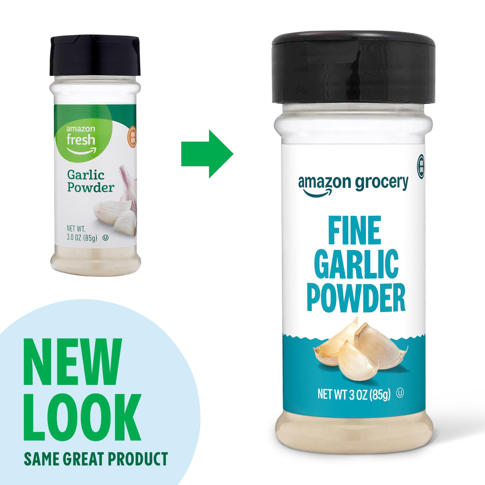 Amazon Grocery Fine Garlic Powder being poured for quick flavor.