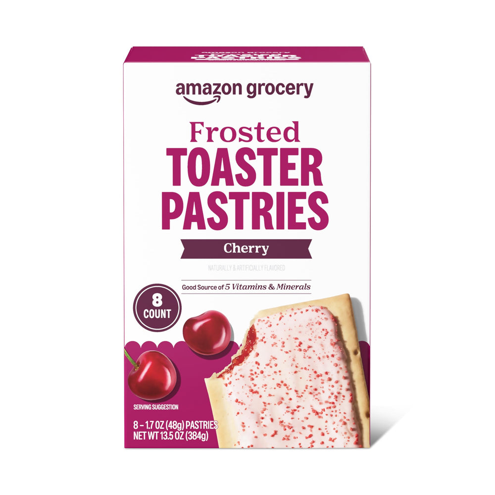 Amazon Grocery Cherry Frosted Toaster Pastries box front view for quick breakfast