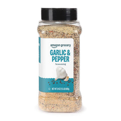 Amazon Grocery garlic and pepper seasoning jar for versatile flavor enhancement.
