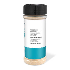 Amazon Grocery garlic powder jar highlighting versatile use in soups and roasts.
