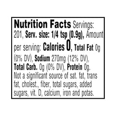 Closeup of the Amazon Grocery garlic salt parsley label, non GMO quality.