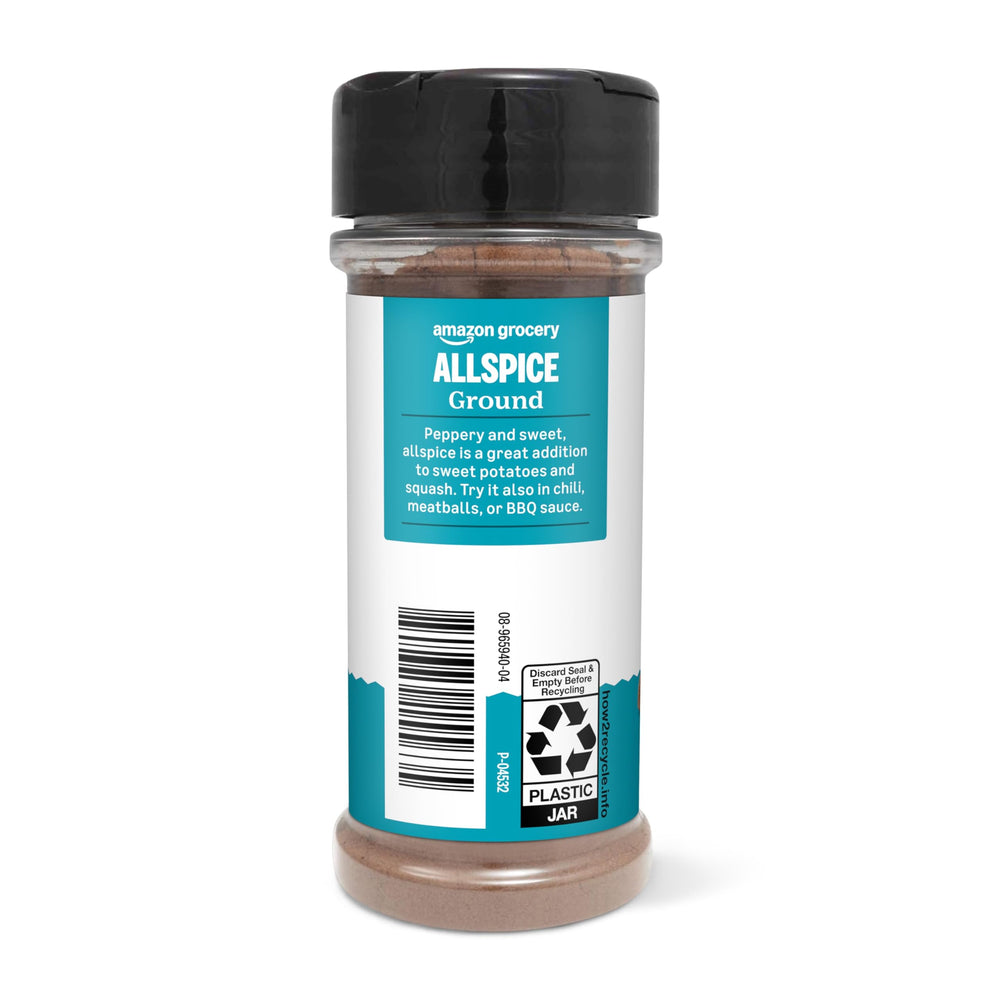 Amazon Grocery ground allspice jar label helps easy identification and storage.