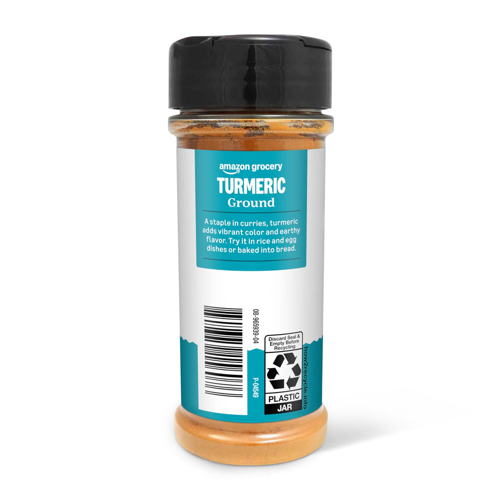 Amazon Grocery ground turmeric bottle on the kitchen counter for cooking