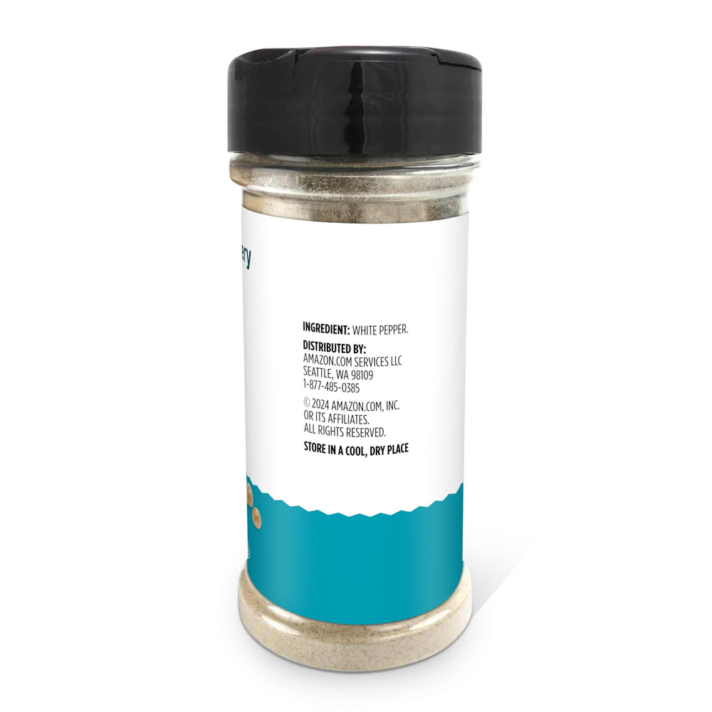 Amazon Grocery ground white pepper dispensing bottle captures aroma for flavorful gravies and hollandaise