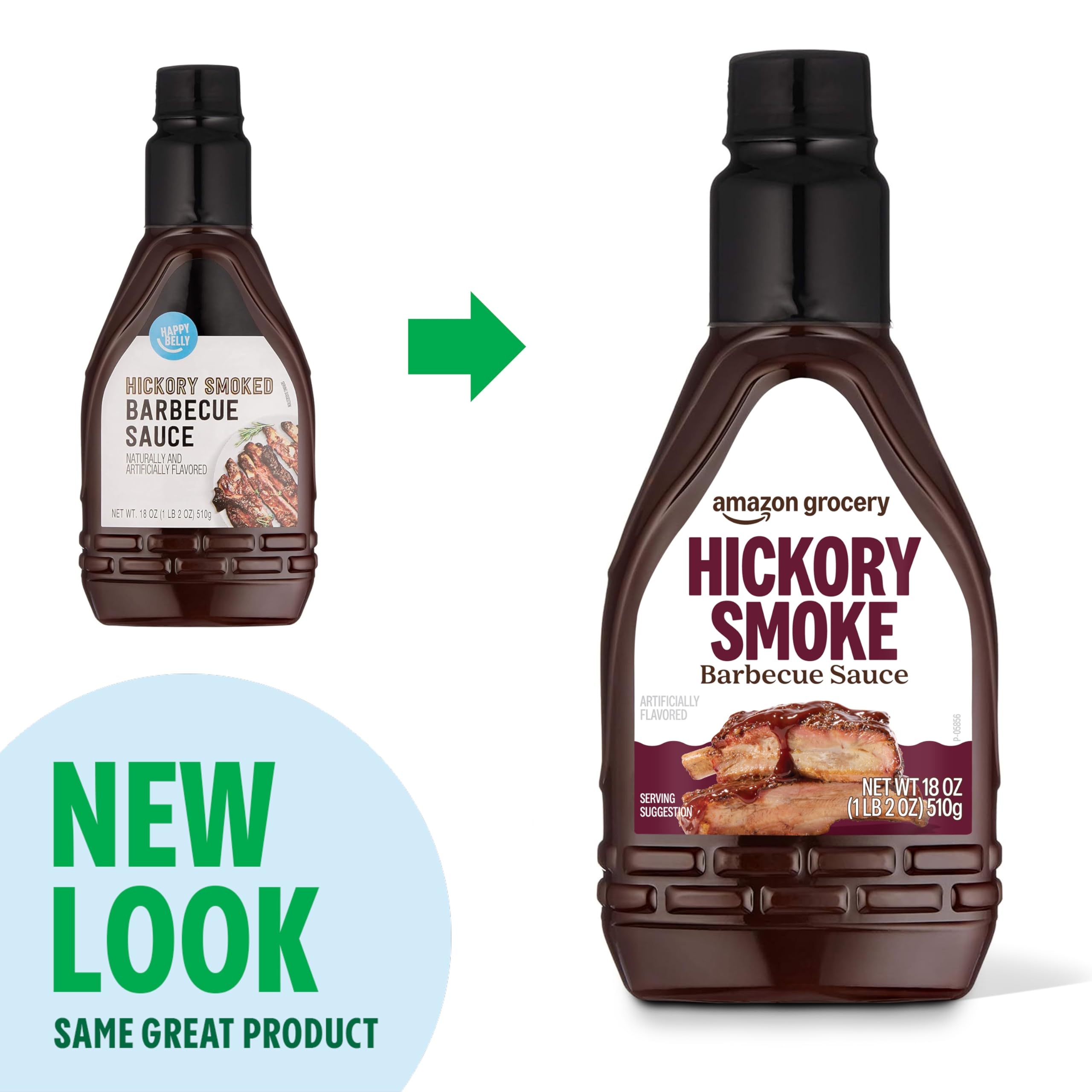 Amazon Grocery Hickory Smoke BBQ Sauce bottle on shelf for easy shopping