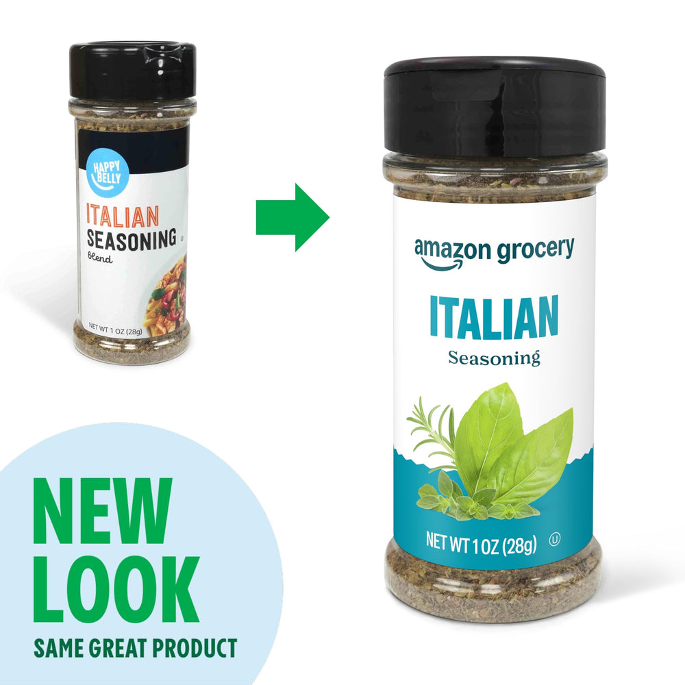 Amazon Grocery Italian Seasoning being poured over vegetables for a quick flavor boost.