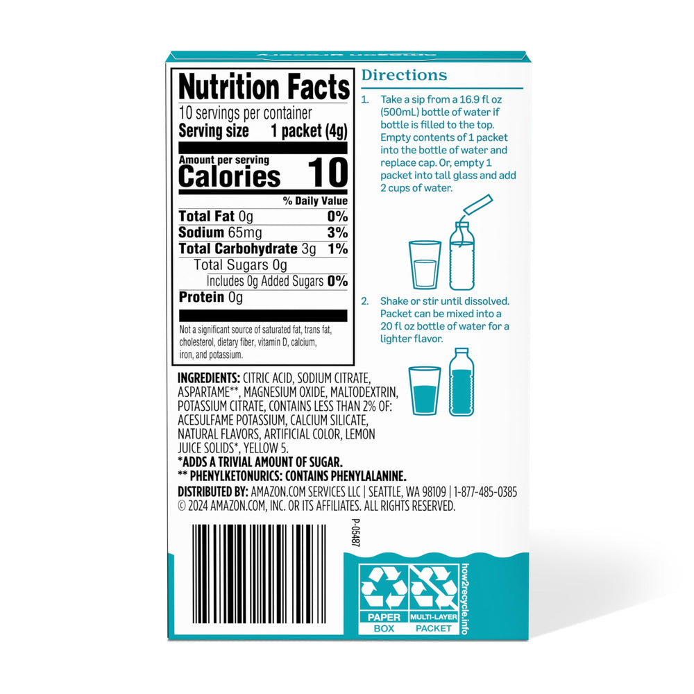 Close-up of lemonade drink mix packets ideal for fast tangy beverages.