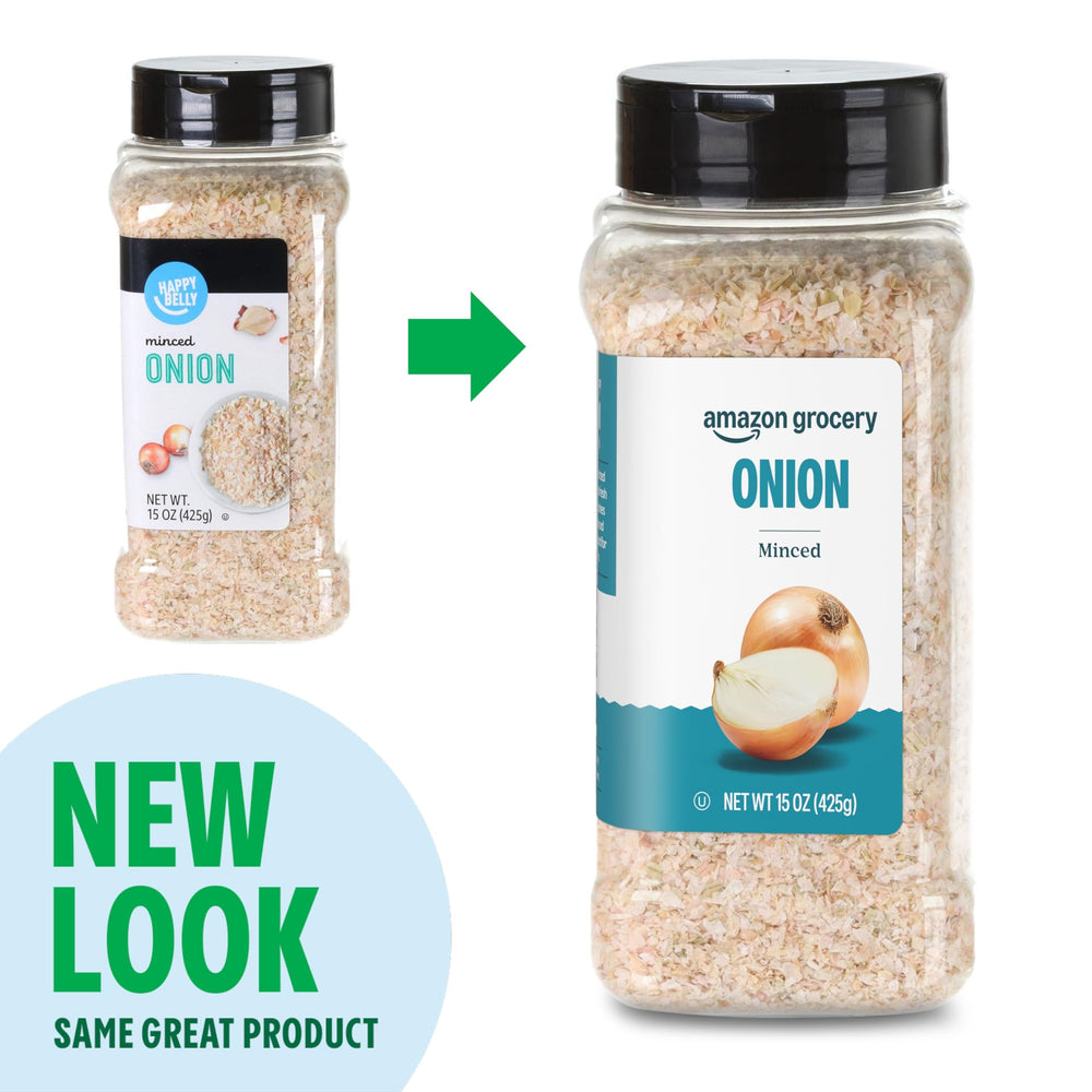 Amazon Grocery minced onion on kitchen counter ideal for meatloaf preparation