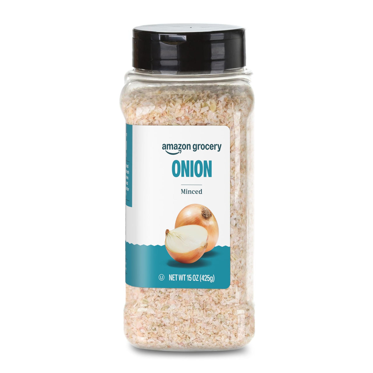 Amazon Grocery minced onion 15 oz jar on pantry shelf for quick seasoning