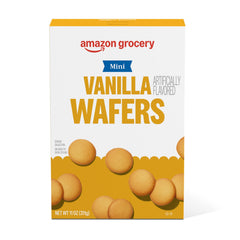 Amazon Grocery Mini Vanilla Wafers box front for on-the-go snacking