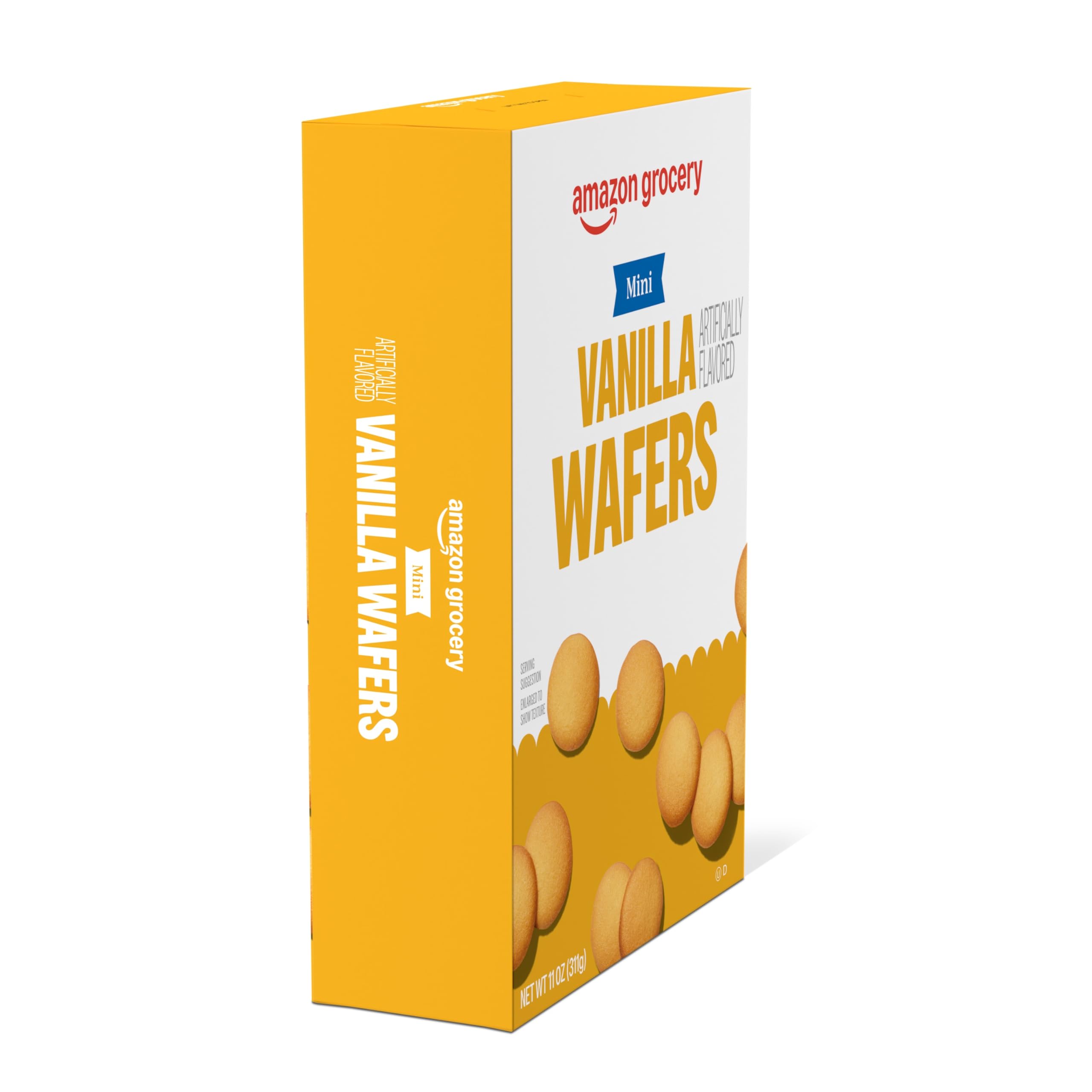 Amazon Grocery Mini Vanilla Wafers ingredient label shows milk and wheat