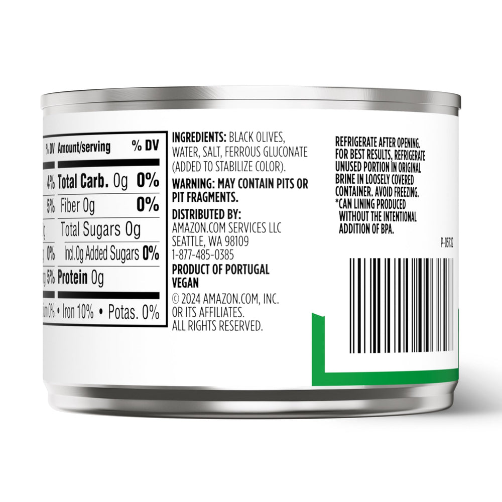 Amazon Grocery non-GMO vegan label shown on olives