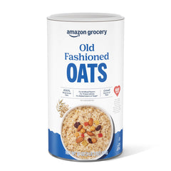 Amazon Grocery Old Fashioned Oats pack shot highlights convenient 18 oz container.