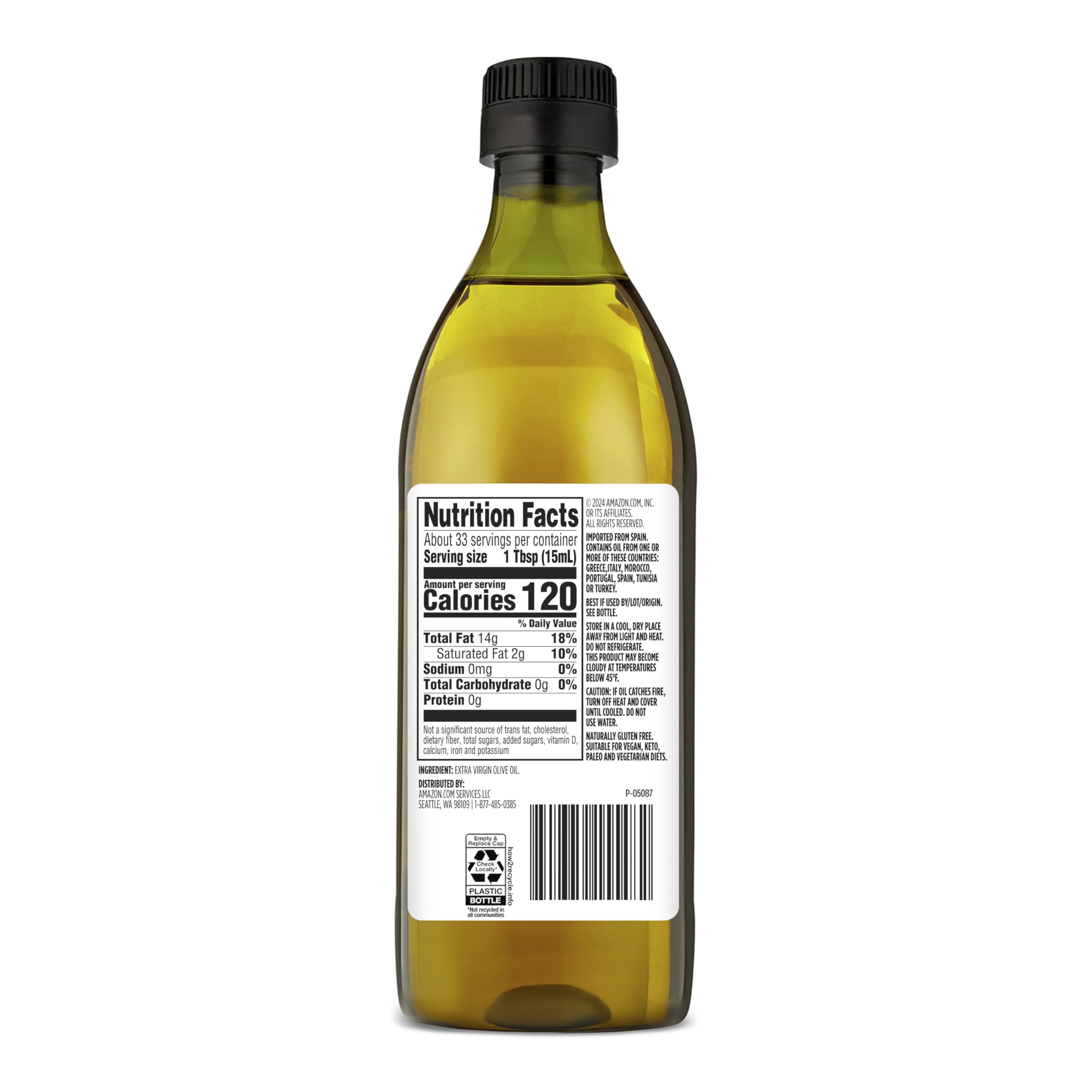 Amazon Grocery olive oil pour demonstrates smooth drizzle for salads and marinades.