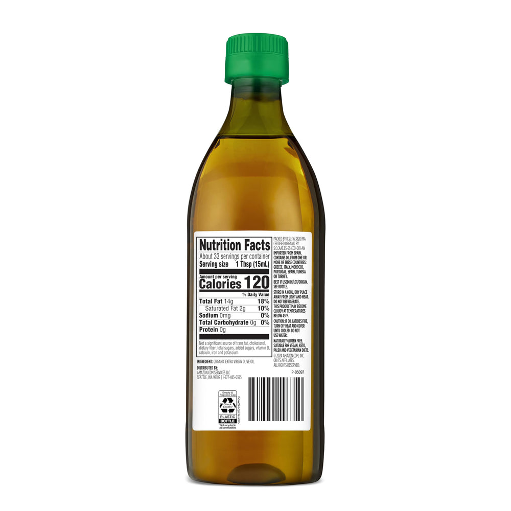 Amazon Grocery Organic Olive Oil pour enhances flavorful cooking.