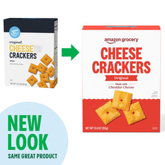 Amazon Grocery Original Cheese Crackers close-up cracker – savory cheddar flavor in every bite