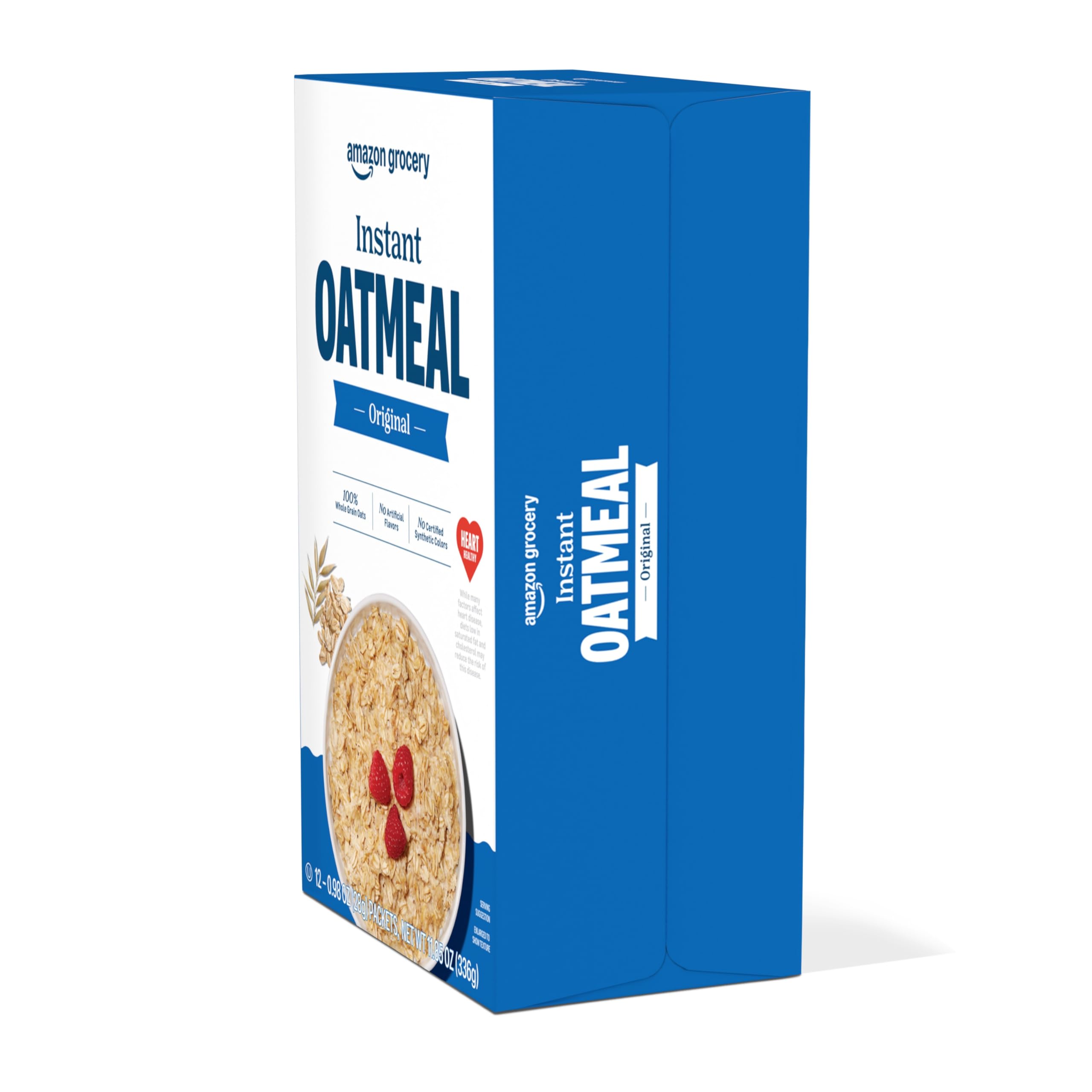Pantry-ready Amazon Grocery Original Instant Oatmeal setup signals a ready morning option.