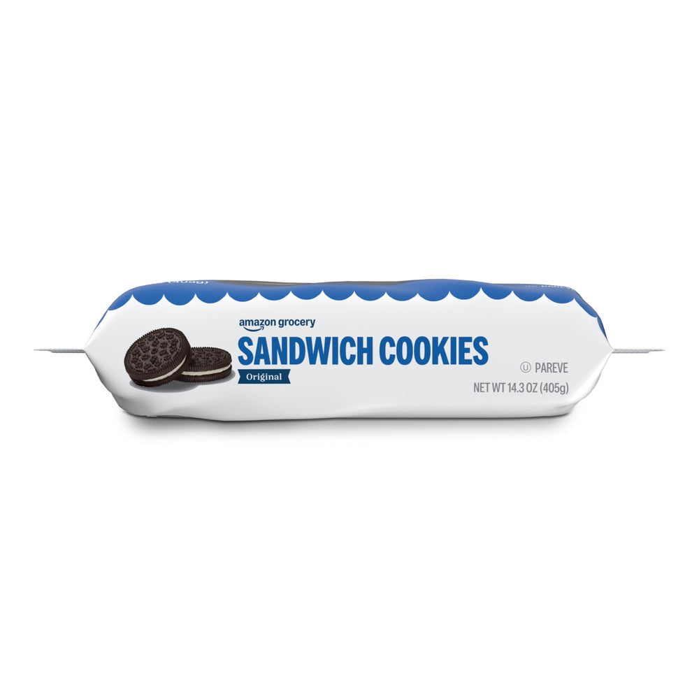 Side view packaging highlights 14oz size and value from Amazon Grocery.