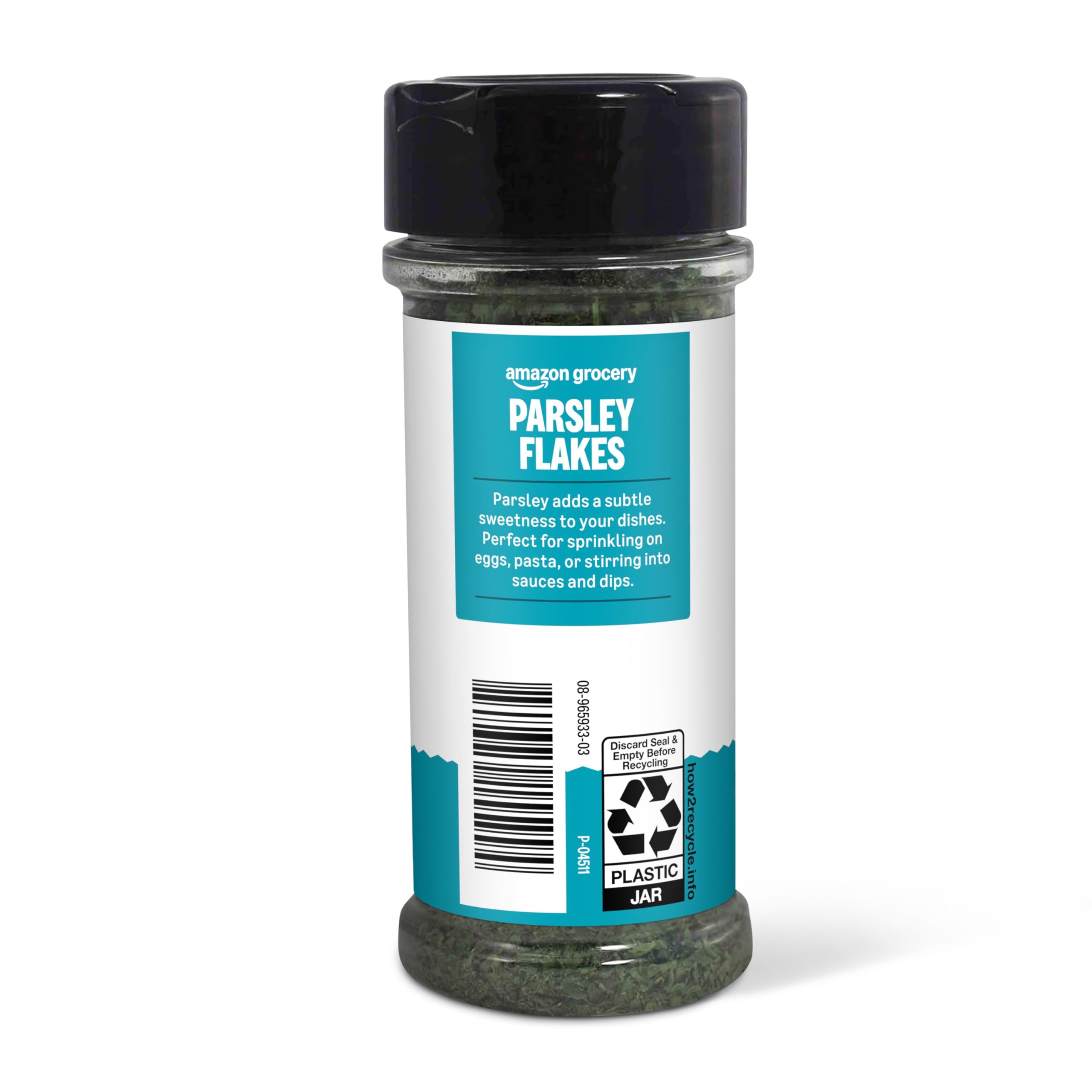 Label view of Amazon Grocery Parsley Flakes bottle