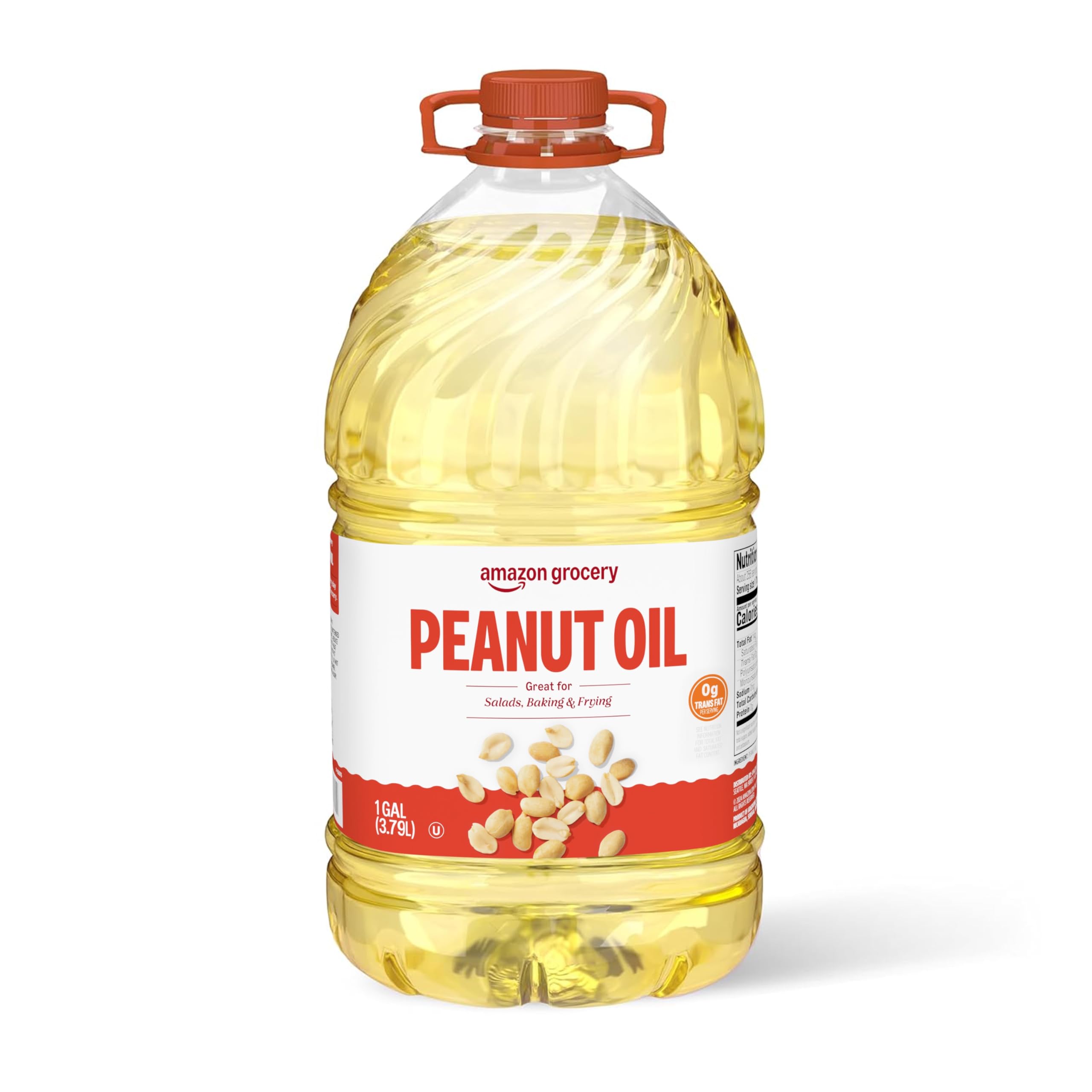 Amazon Grocery peanut oil 128-oz bottle front view for versatile cooking.