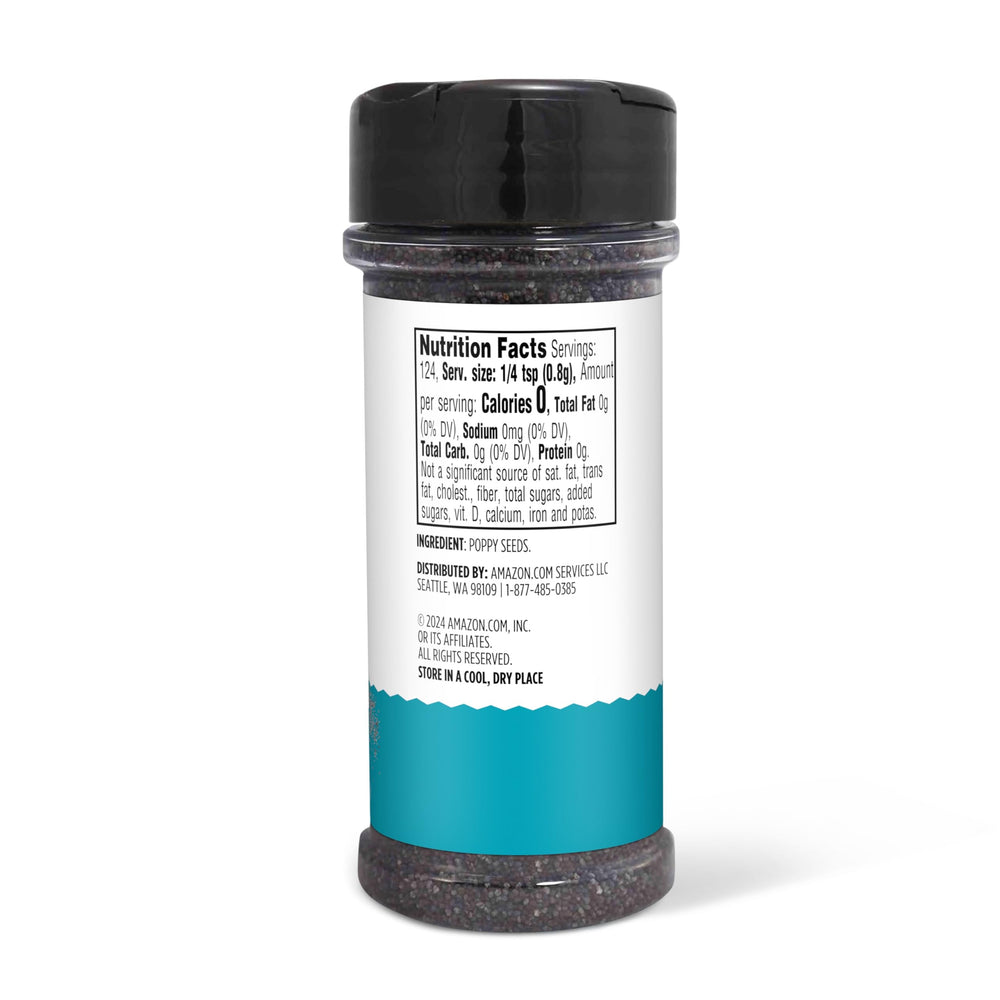 Amazon Grocery Poppy Seed packaging – resealable bottle preserves freshness and dosing.