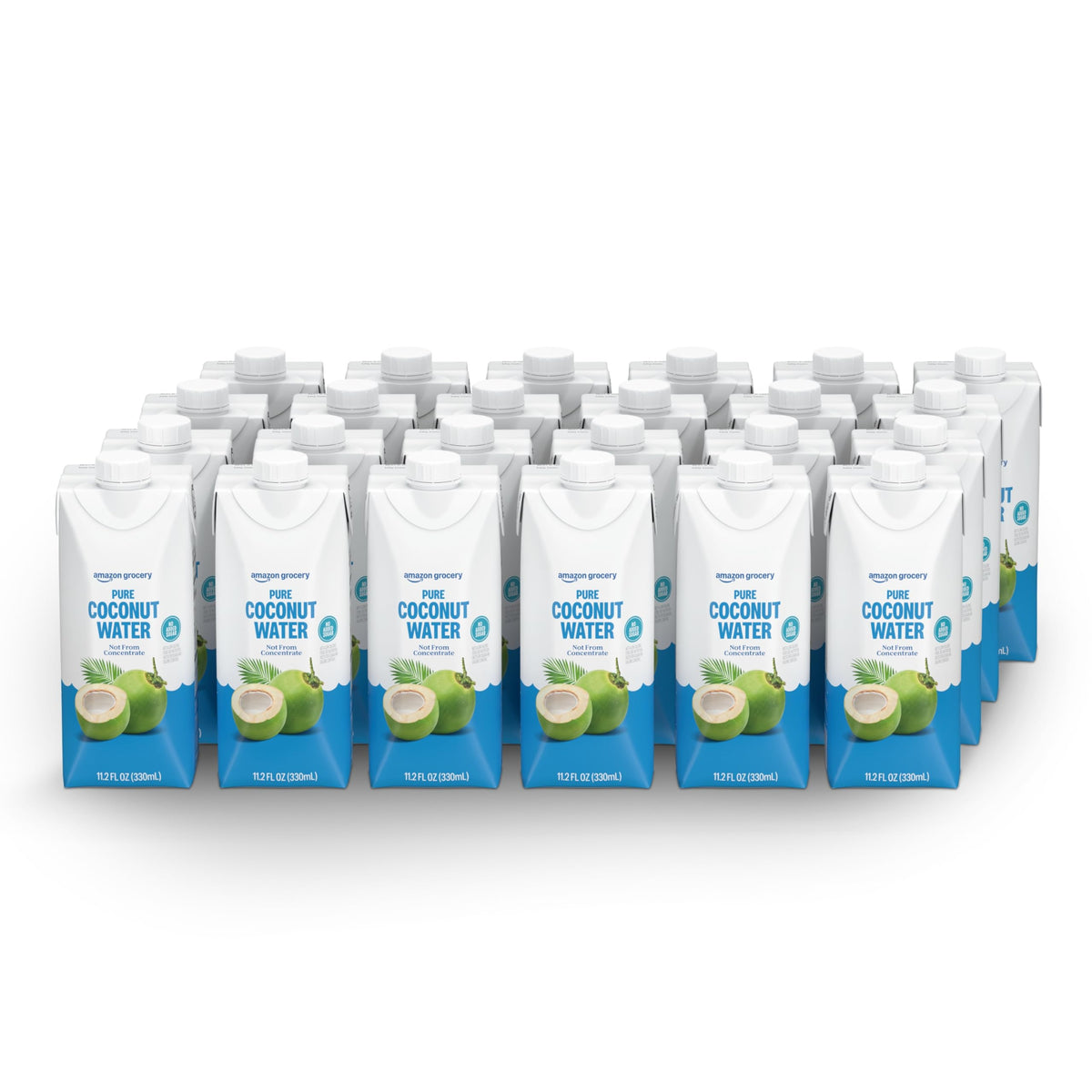 Amazon Grocery Pure Coconut Water carton with 24 bottles for family hydration