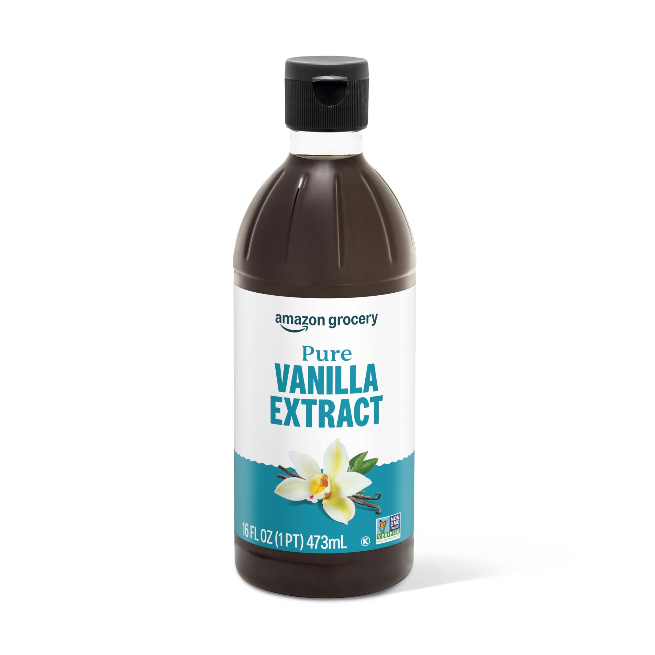 Amazon Grocery Pure Vanilla Extract bottle adds warm aroma to baked goods