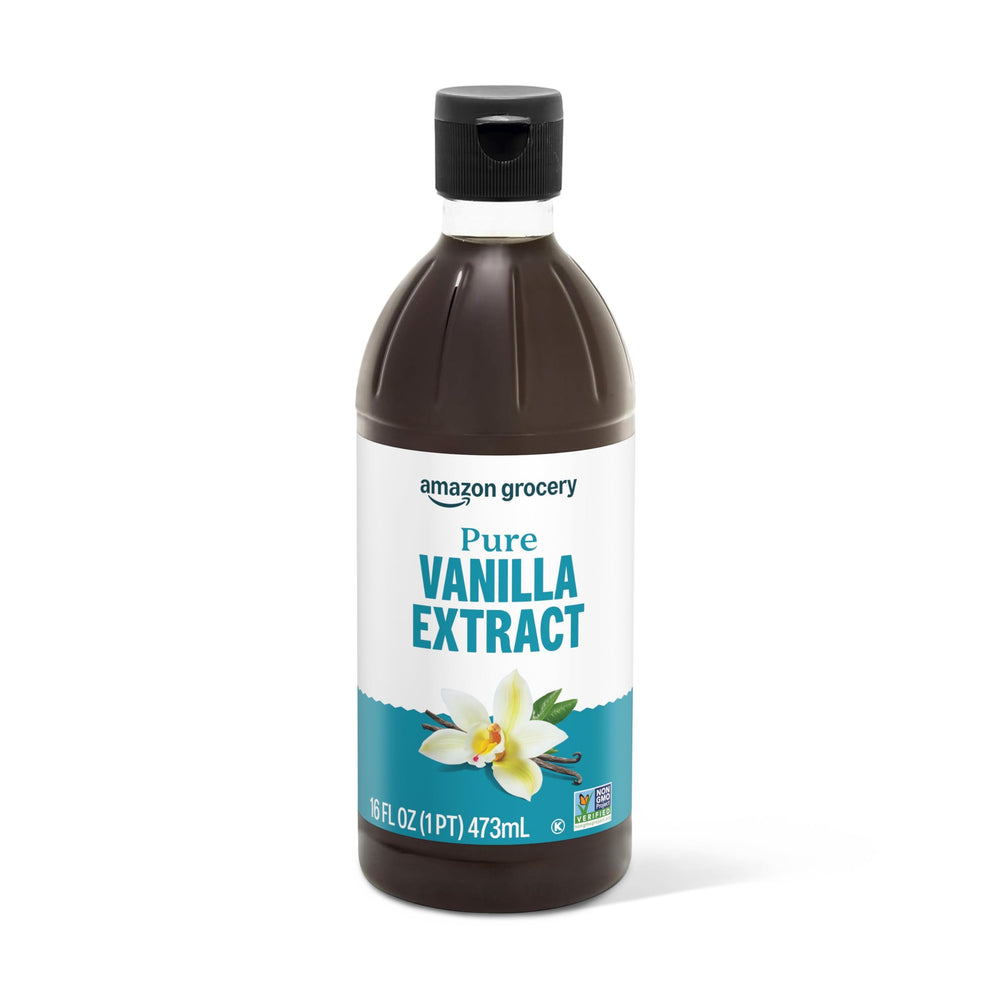 Amazon Grocery Pure Vanilla Extract bottle adds warm aroma to baked goods
