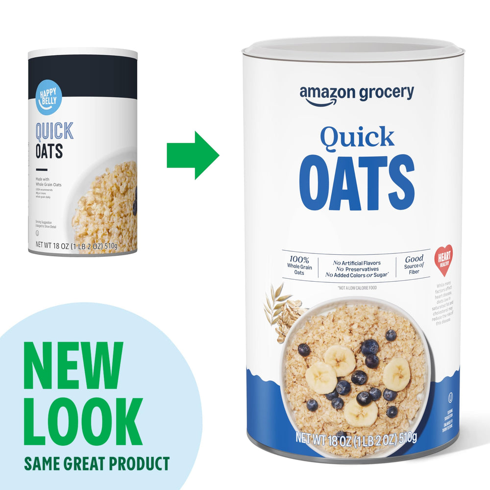 Amazon Grocery Quick Cook Oats bowl topped with fresh fruit and nuts