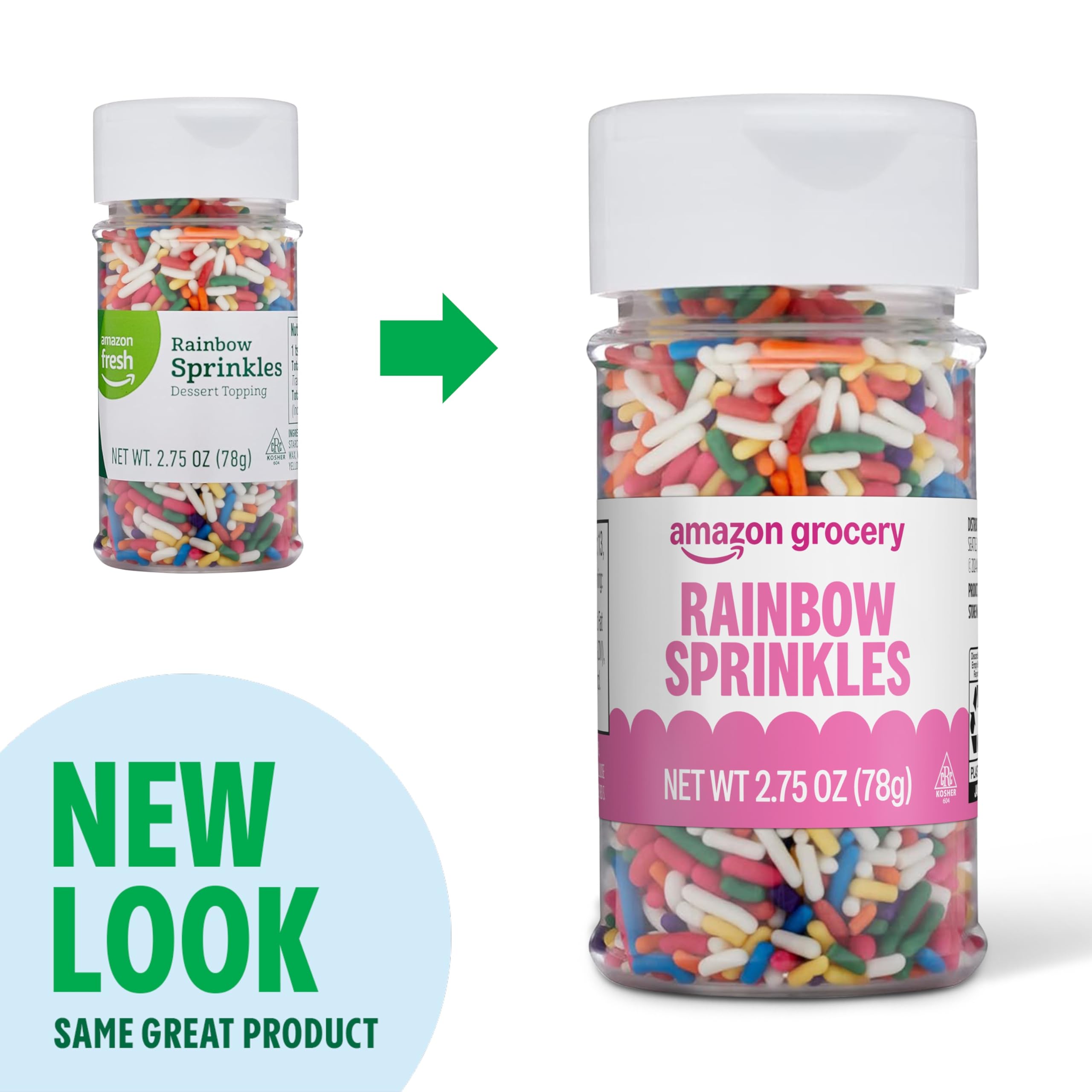 Amazon Grocery Rainbow Sprinkles on cupcake topping for festive treats.