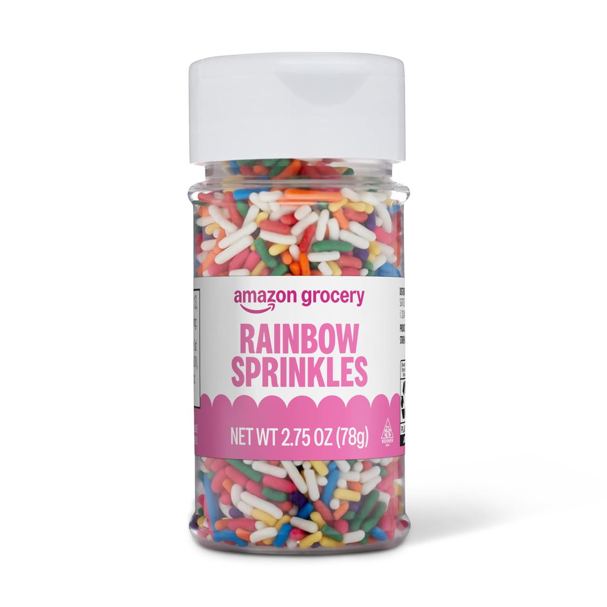 Amazon Grocery Rainbow Sprinkles jar for decorating desserts and treats.
