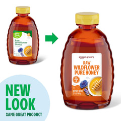Amazon Grocery raw wildflower honey jar close-up for natural sweetness in recipes.
