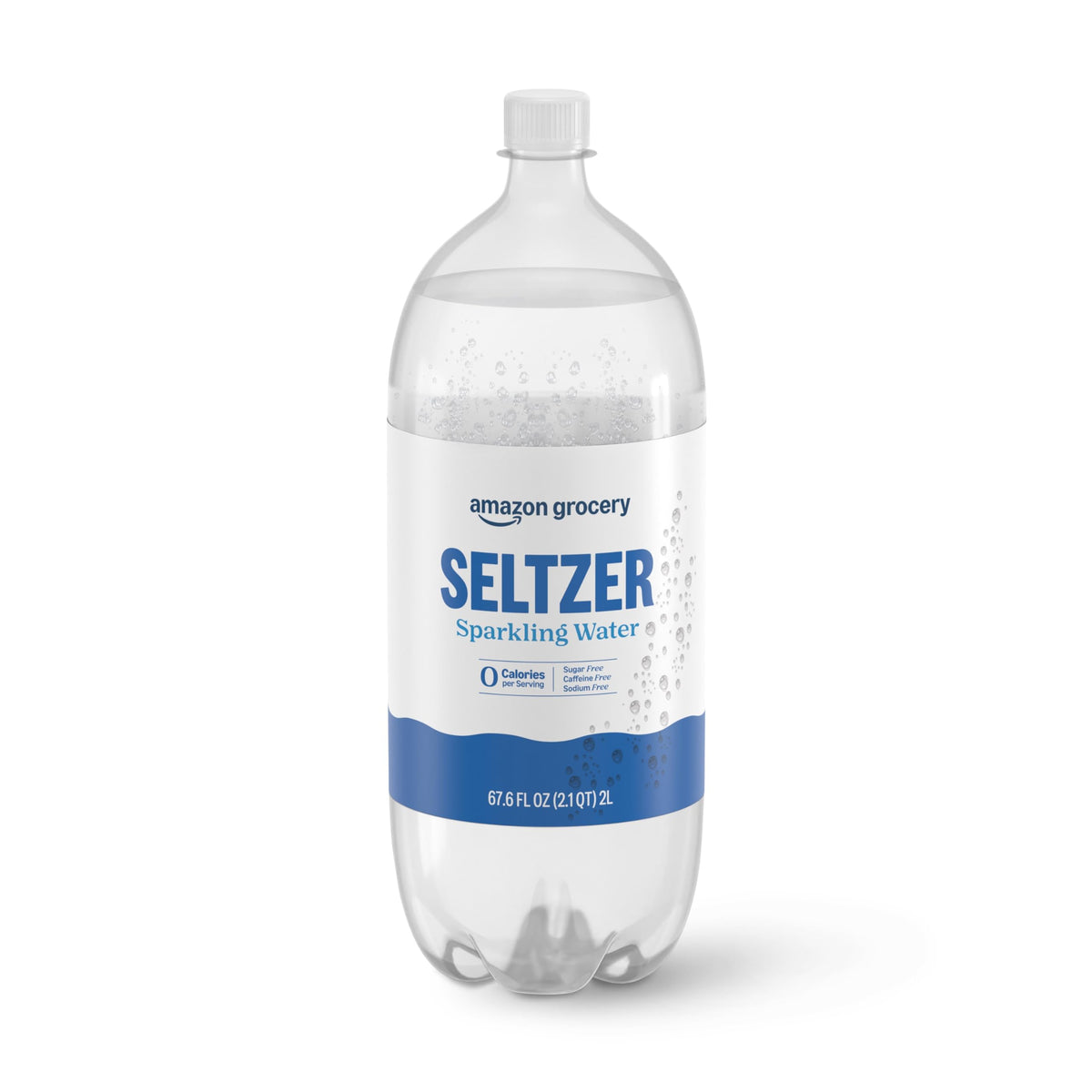 Amazon Grocery seltzer water bottle pour shows refreshing hydration with meals