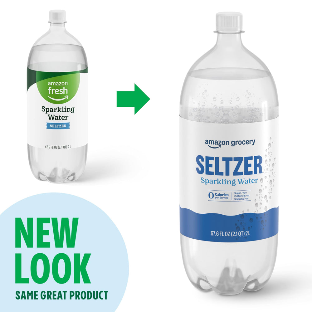 Amazon Grocery seltzer-water glass with ice demonstrates versatile thirst-quenching option