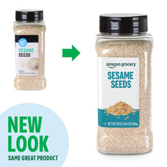 Amazon Grocery sesame seeds pour-action demonstrates easy sprinkling over dishes