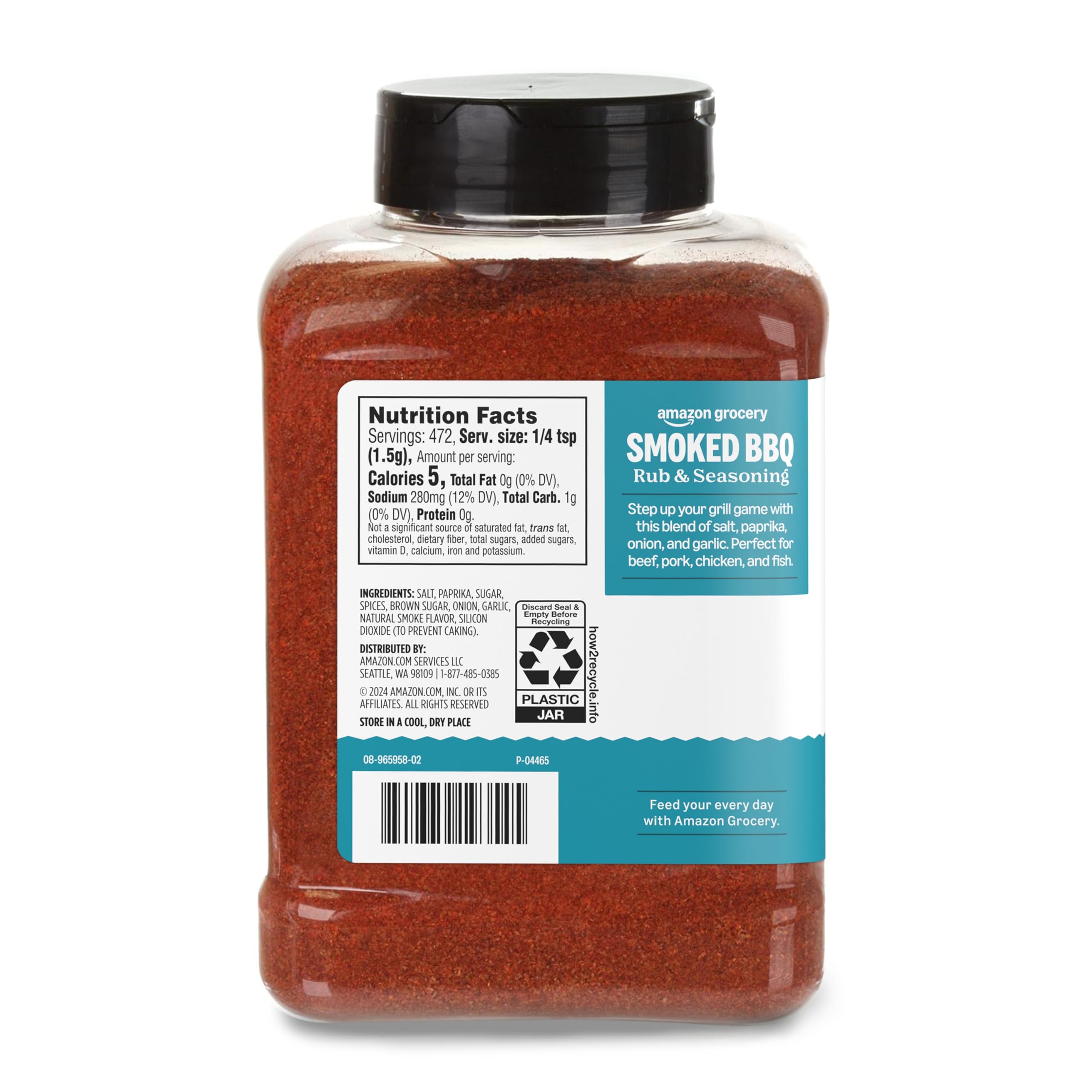 Amazon Grocery smoked BBQ Rub adds rich aroma to beef and pork dishes.