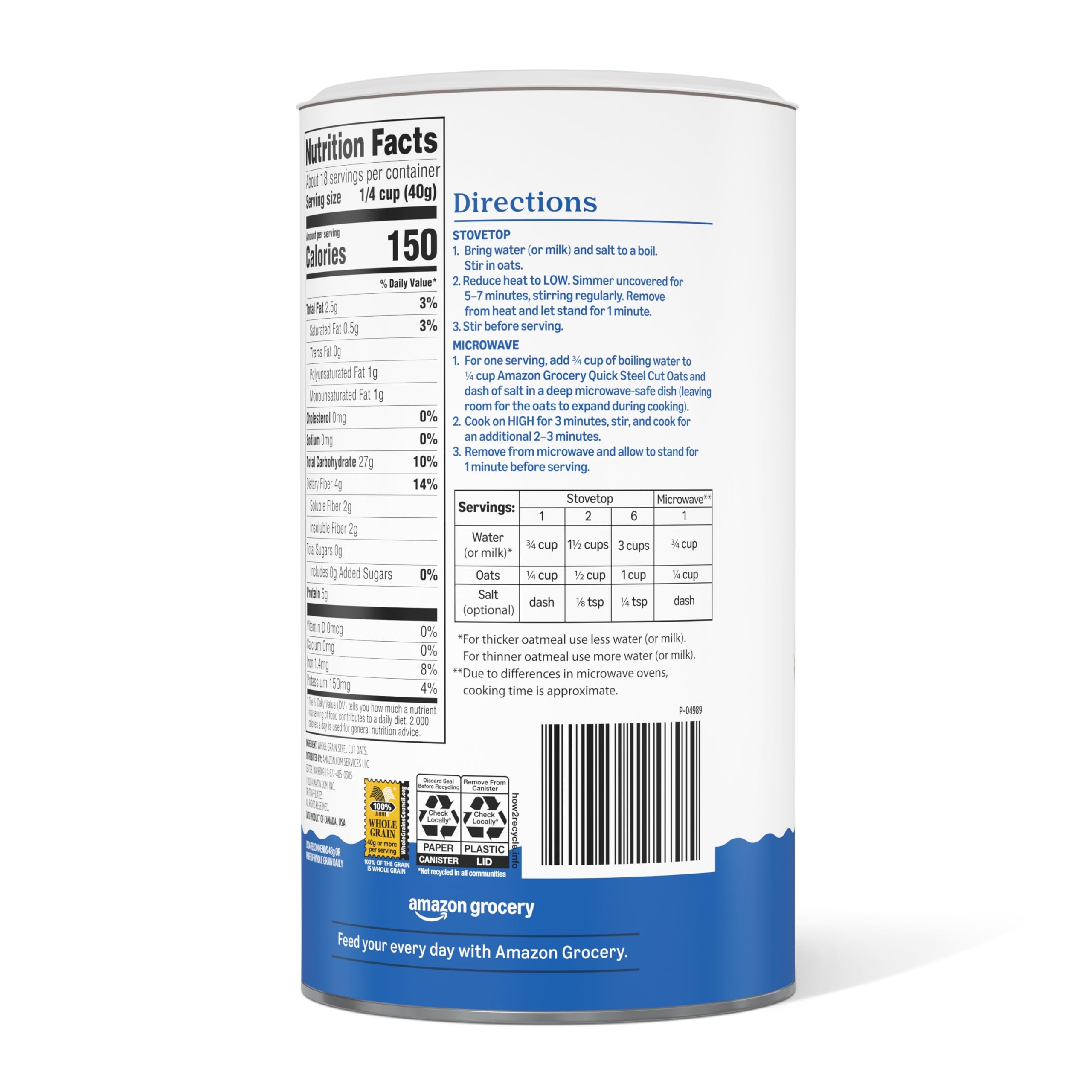 Amazon Grocery steel cut oats dry grains closeup show natural ingredients