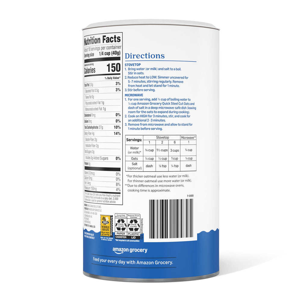 Amazon Grocery steel cut oats dry grains closeup show natural ingredients