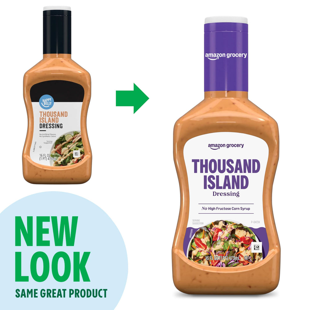 Amazon Grocery Thousand Island dressing on salad plate enhances flavor.