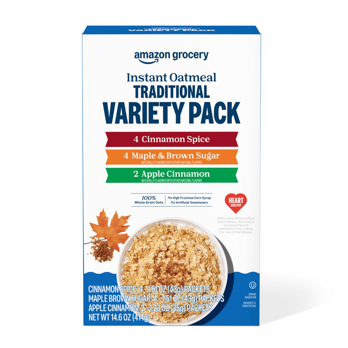 Amazon Grocery Traditional Variety Instant Oatmeal box for quick, wholesome breakfasts.