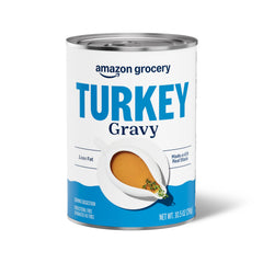 Amazon Grocery Turkey Gravy can front highlights low-fat, convenient sauce for weeknight meals.