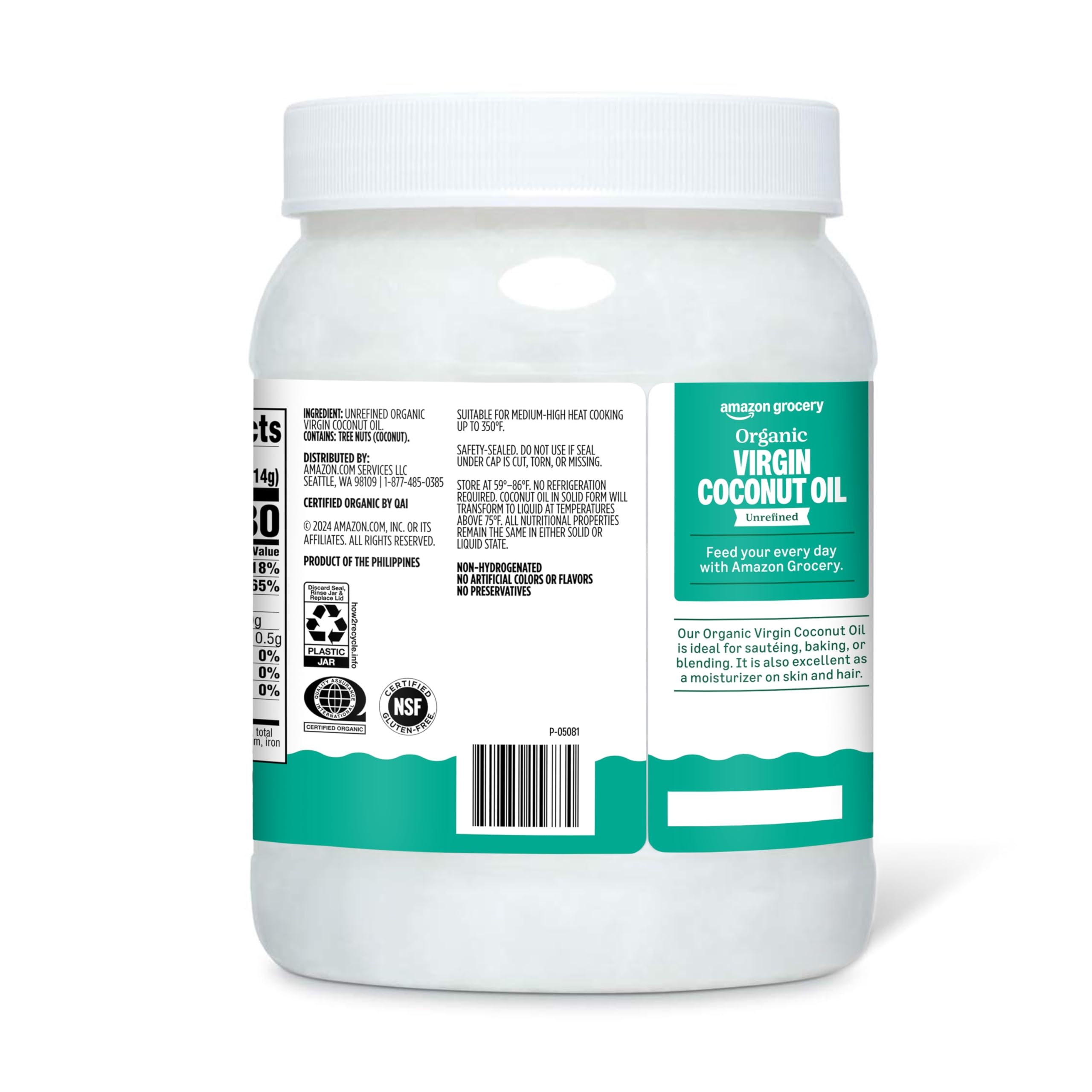 Amazon Grocery Virgin Coconut Oil for baking and cooking