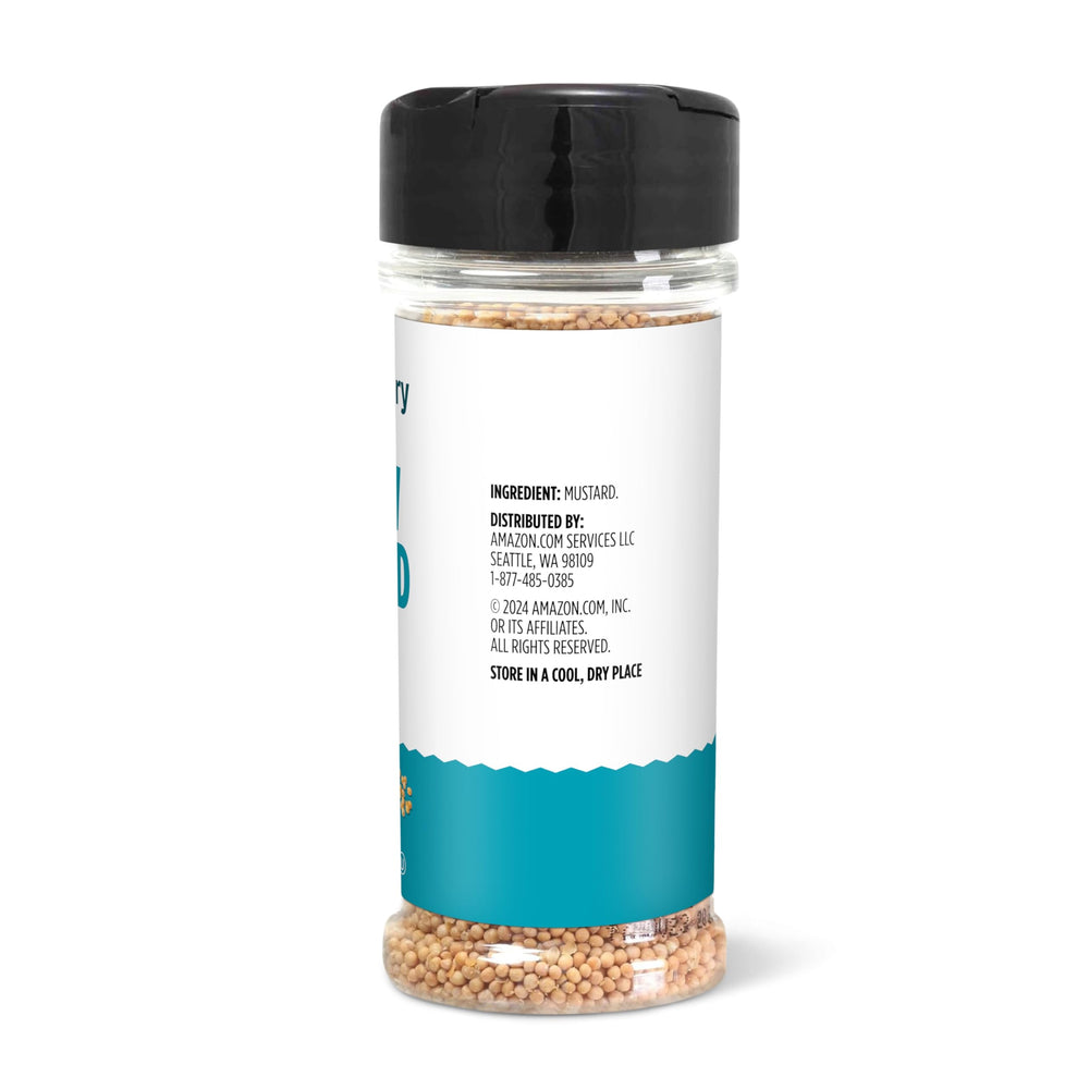 Amazon Grocery yellow mustard seed label-front for easy identification