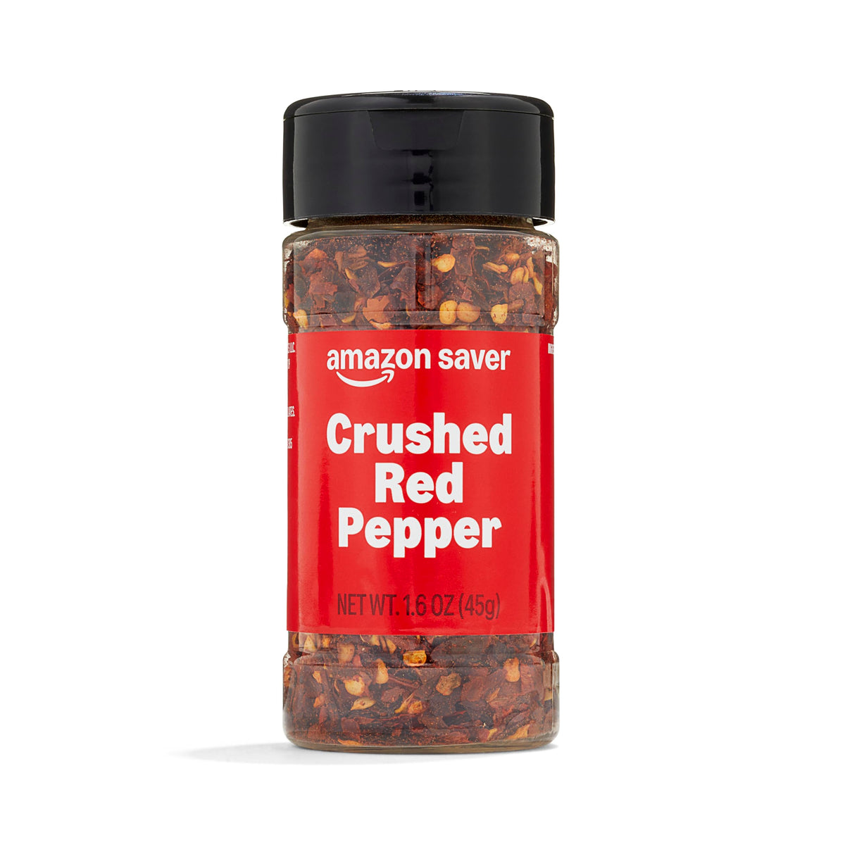 Amazon Saver Crushed Red Pepper jar with vibrant flakes, ideal for pizza and pasta.
